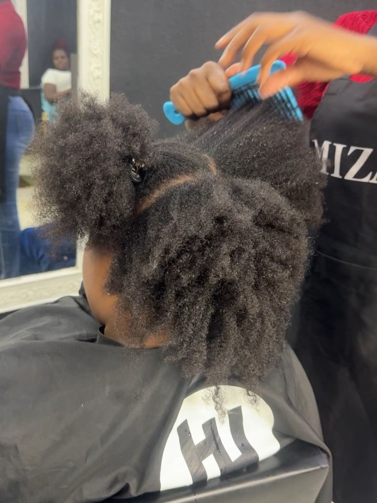 Hair before keratin treatment — natural texture and frizz